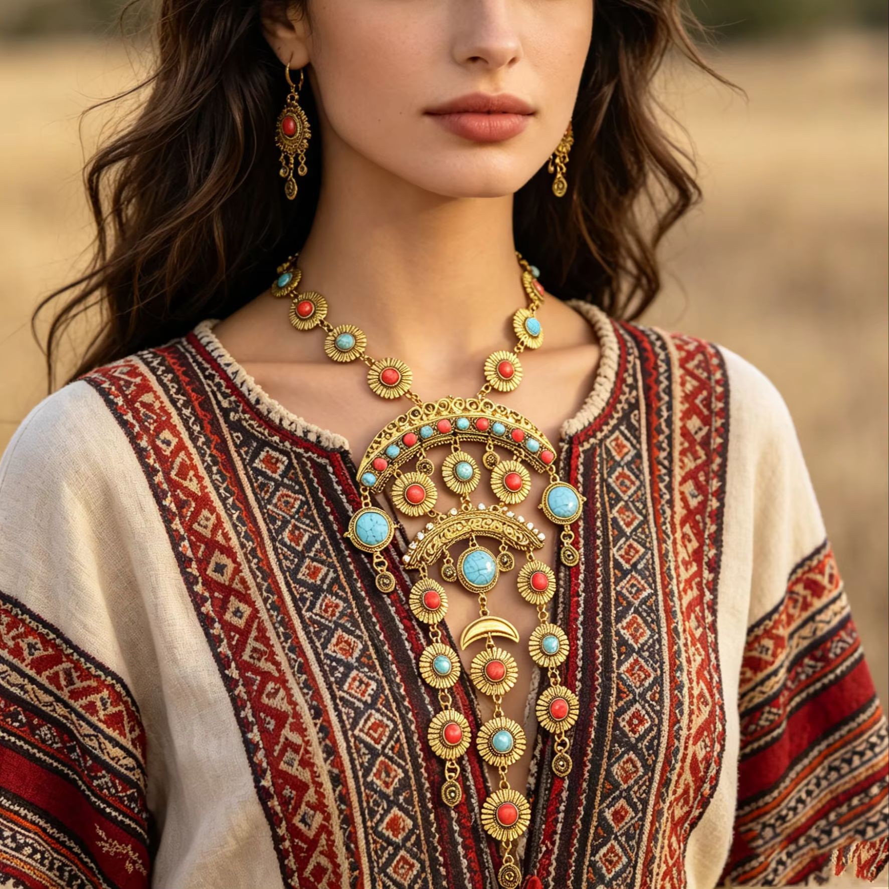 Ethnic Fashion Shoot - Vintage Çin Etnik Tarzı Kolye Çok
